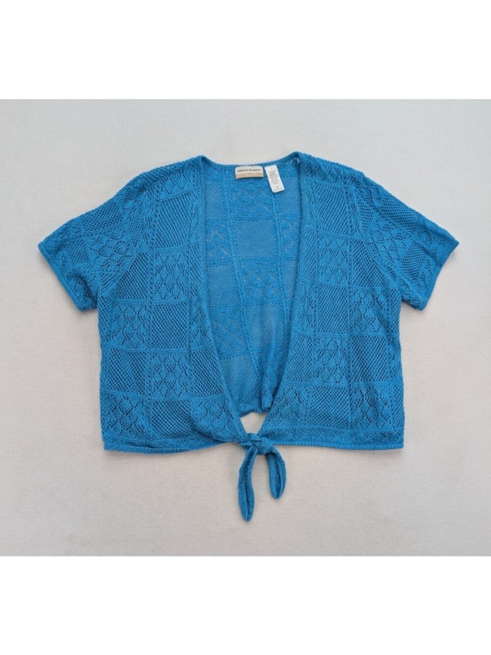 Alfred Dunner Women's Sweater Size 1X Turquoise Blue Bohemian Tie Front Cardigan